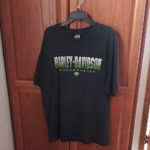Vintage XL  Harley-Davidson Black and Green Short Sleeve Tee
